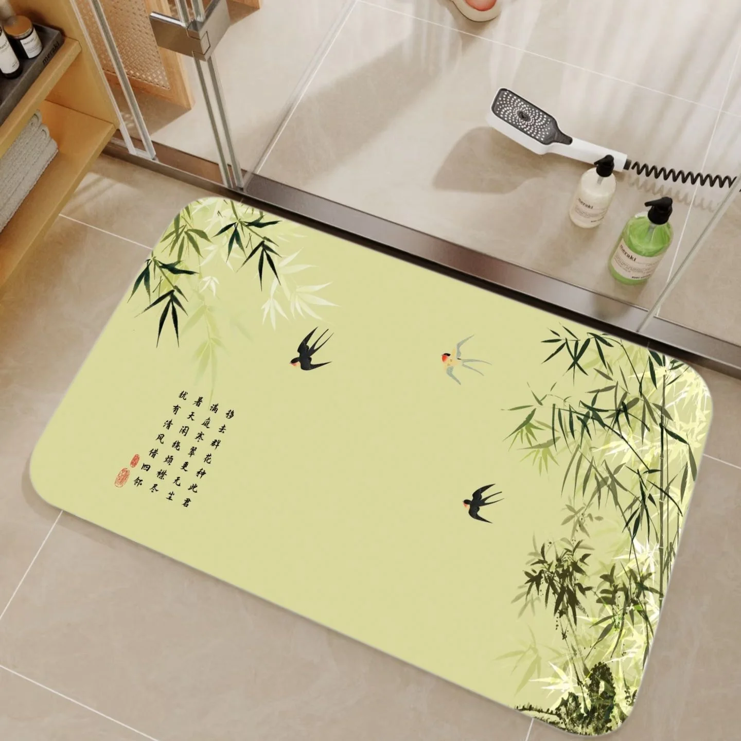 Bamboo Bath Mat - VIKAMA 대나무 및 중국 서예 문양이